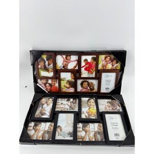 Mainstays 8-Opening Collage Picture Frame Set Black and Walnut Brown 4x6 Photos
